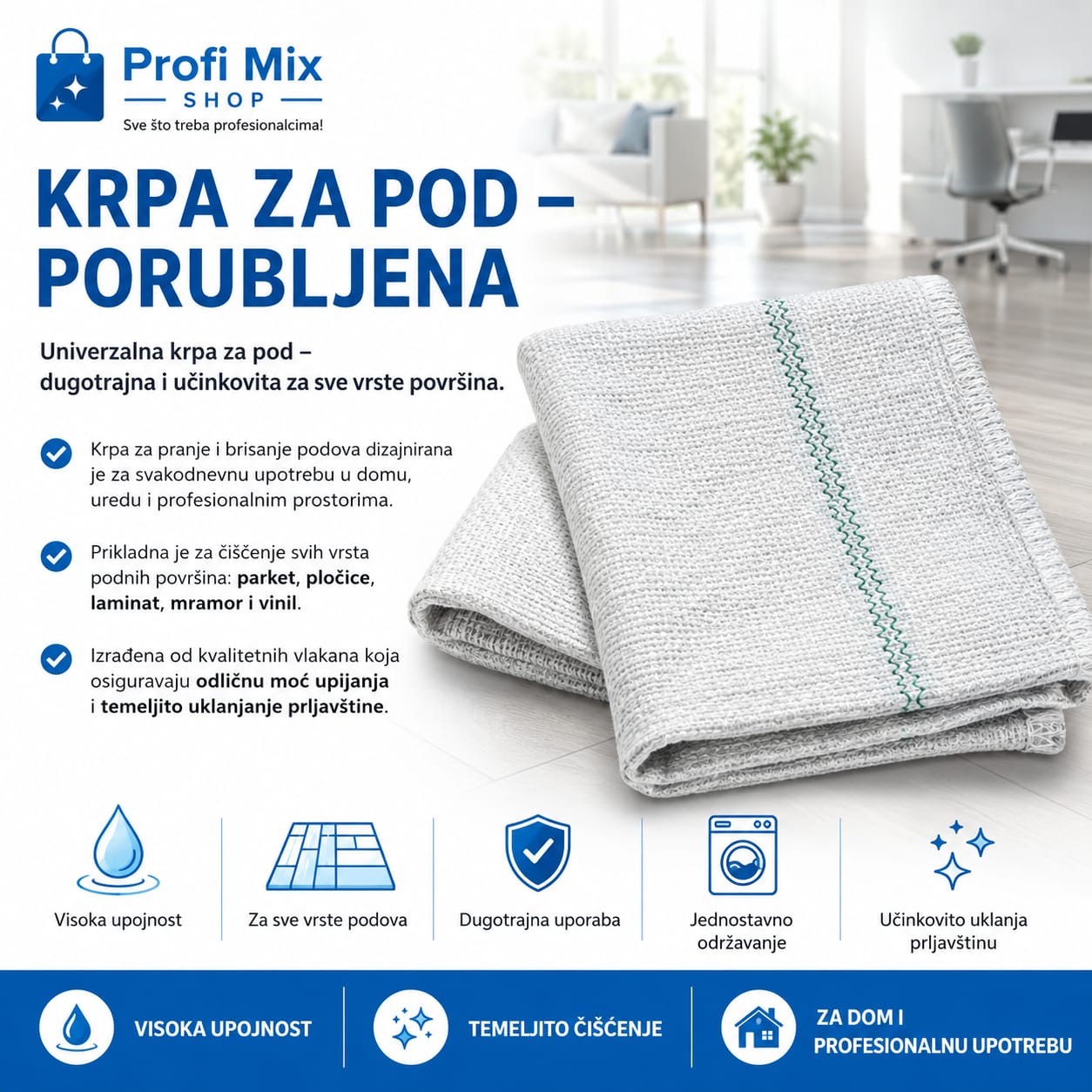 Krpa za pod - porubljena