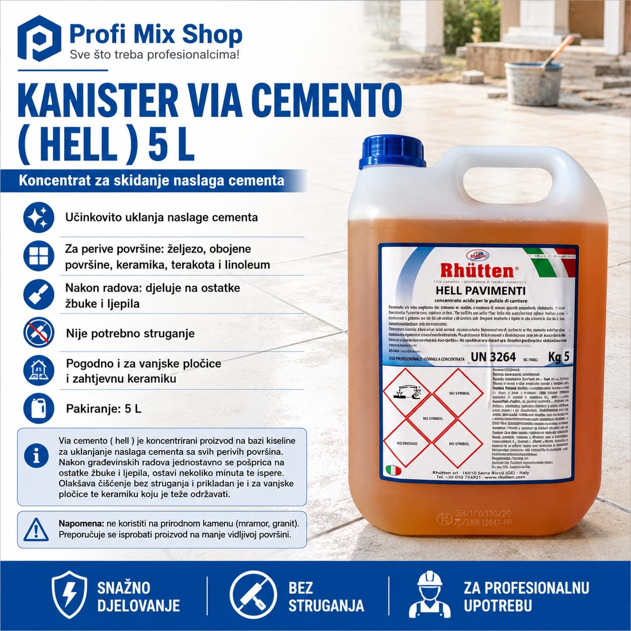 Kanister Via cemento ( Hell ) 5 L