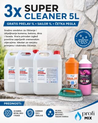 3x Super cleaner 5l GRATIS Prelav 1l + Sailor 1l + četka pegla