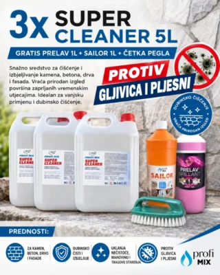 3x Super cleaner 5l GRATIS Prelav 1l + Sailor 1l + četka pegla
