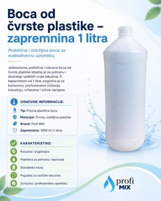 Boca od čvrste plastike, zapremnina 1 litra.
