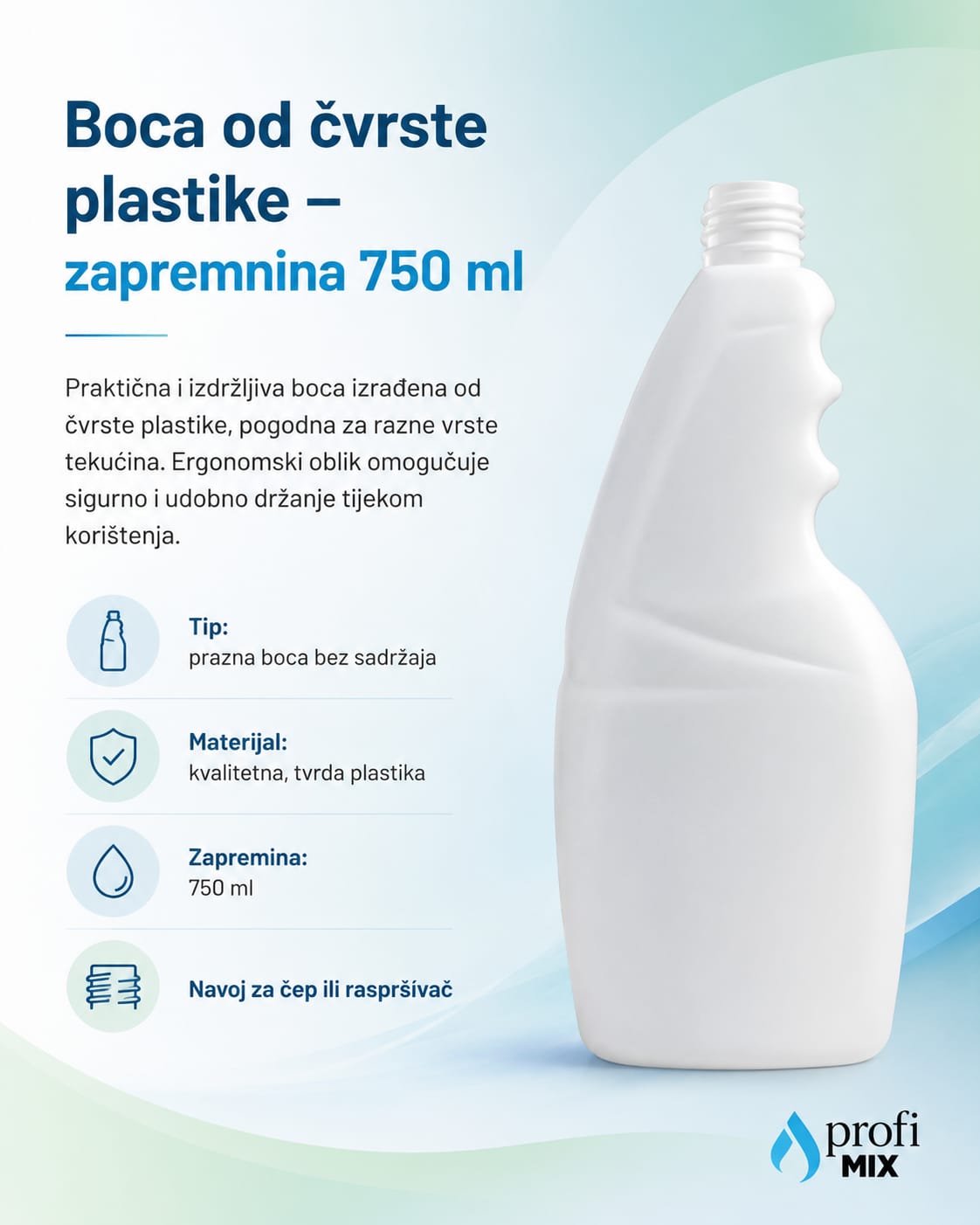 Boca od čvrste plastike, zapremnina 750ml