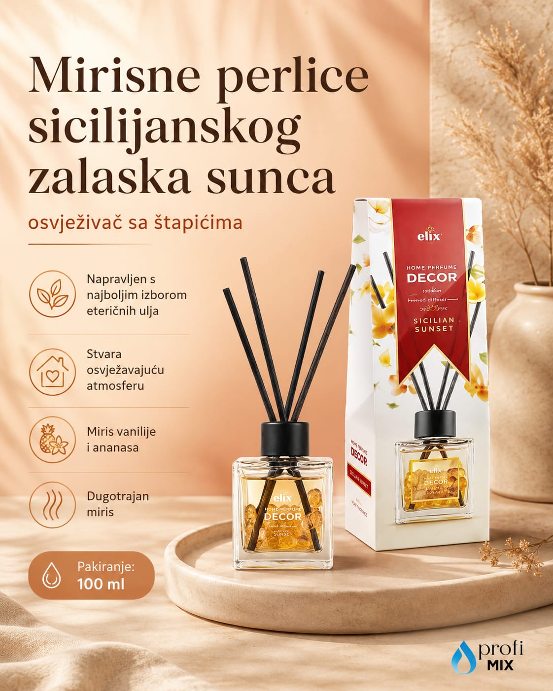 Mirisne perlice sicilijanskog zalaska sunca – osvježivač sa štapićima
