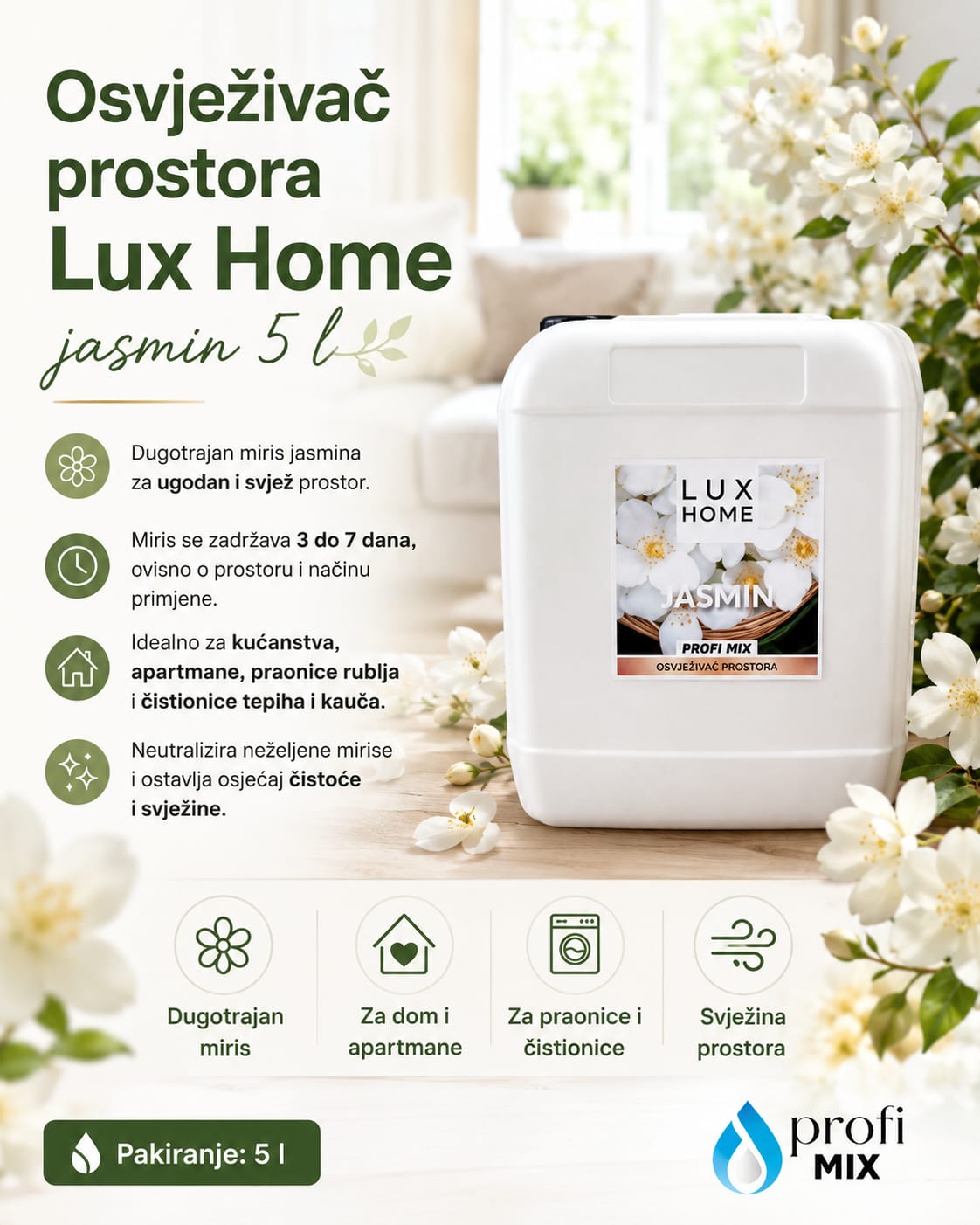 Osvježivač prostora Lux Home jasmin 5l
