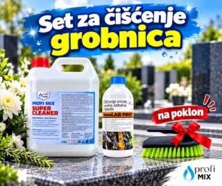 Set za čišćenje grobnica sa SUPER CLEANER kanistrom 5 L, INOLAB sredstvom 750 ml i četkom na poklon