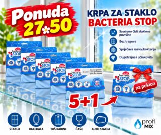 Ponuda 27,50 – Krpa za staklo Bacteria Stop, 5 krpa i 1 na poklon