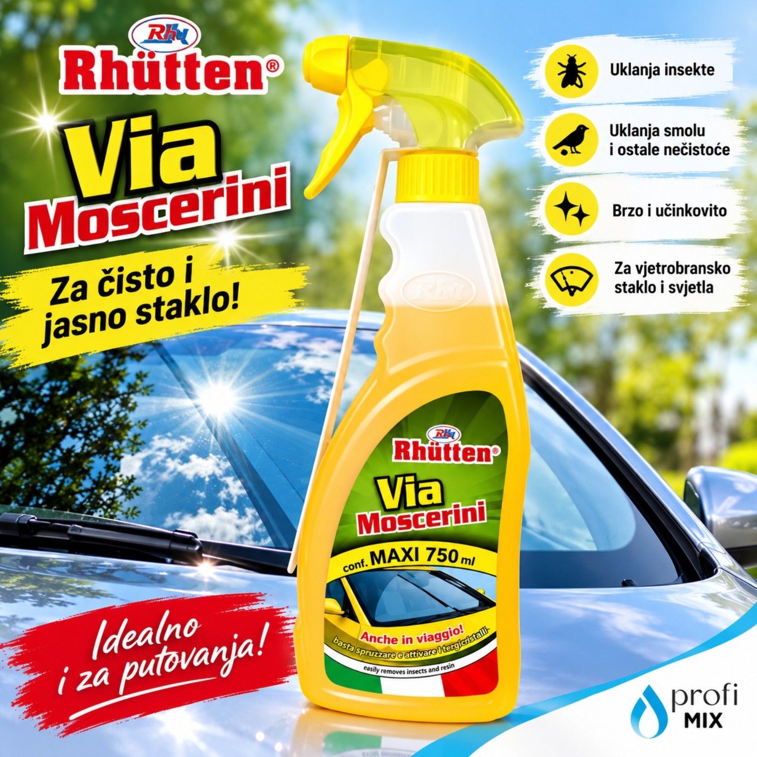 Rhütten VIA MOSCERINI 750 ml – sredstvo za uklanjanje insekata i smole s automobila