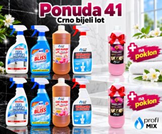 Crno bijeli lot – po dva Via Muffa, Clean Bliss, Lux Floor Merci i Ultimate za kamenac te dva Prelava Brillant na poklon
