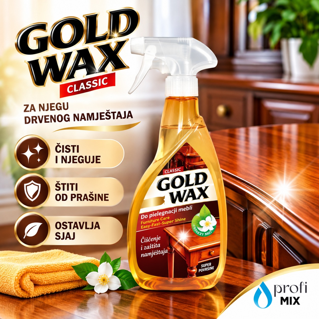 GOLD WAX sa silikonom 400 ml – sredstvo za čišćenje i njegu namještaja