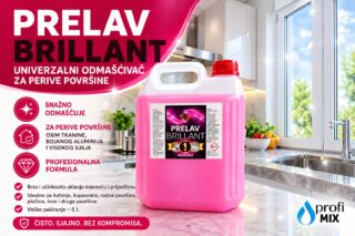 PRELAV BRILLANT 5 L – univerzalni odmašćivač za perive površine, Profi Mix