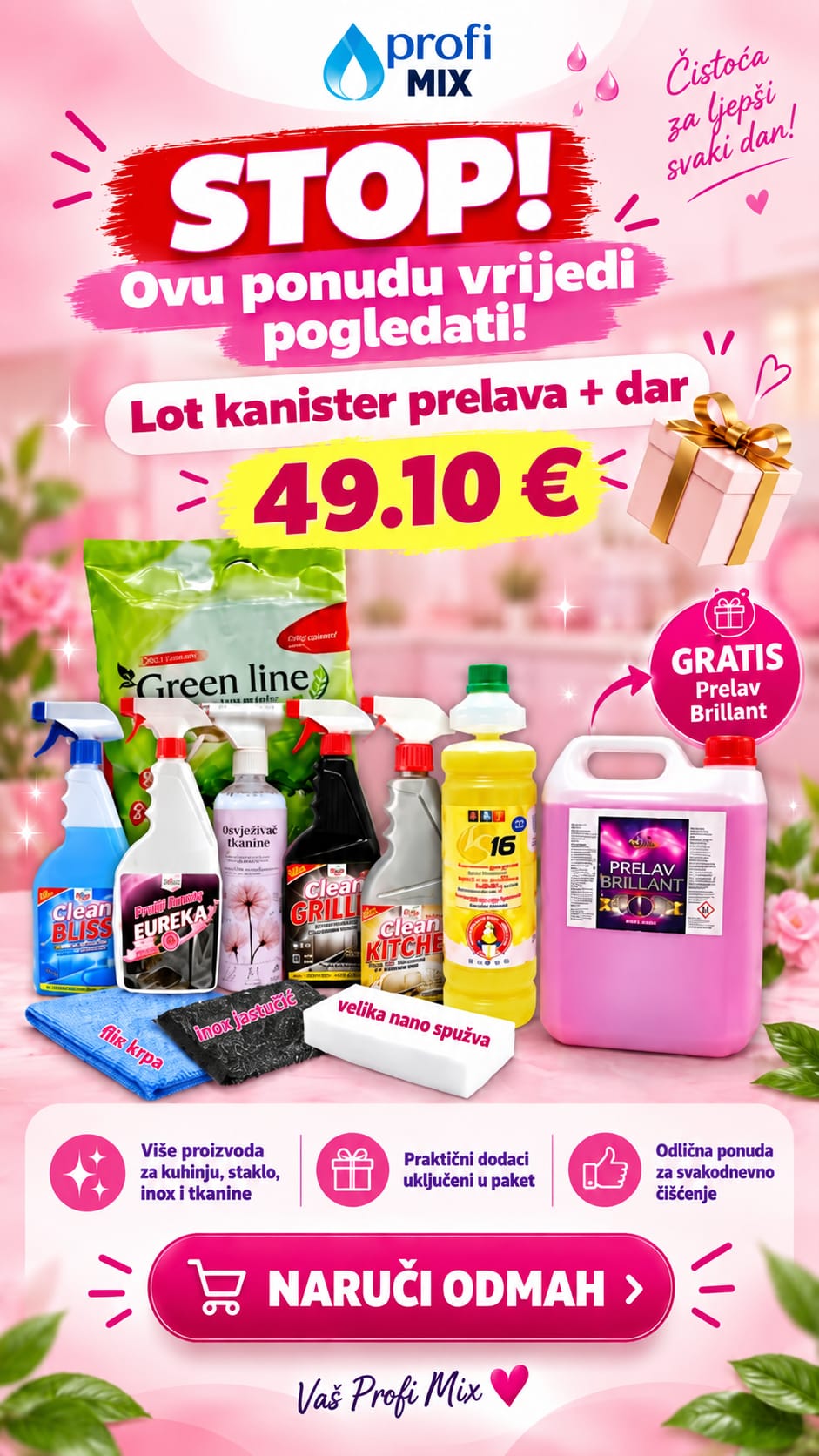 Lot kanister Prelava na dar – set za čišćenje s GRATIS kanistrom Prelav Brillant 5 L