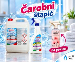 Čarobni štapić – VIA MUFFA kanister 5 kg, boca 750 ml i BABY DELICATO osvježivač tkanina 500 ml na poklon