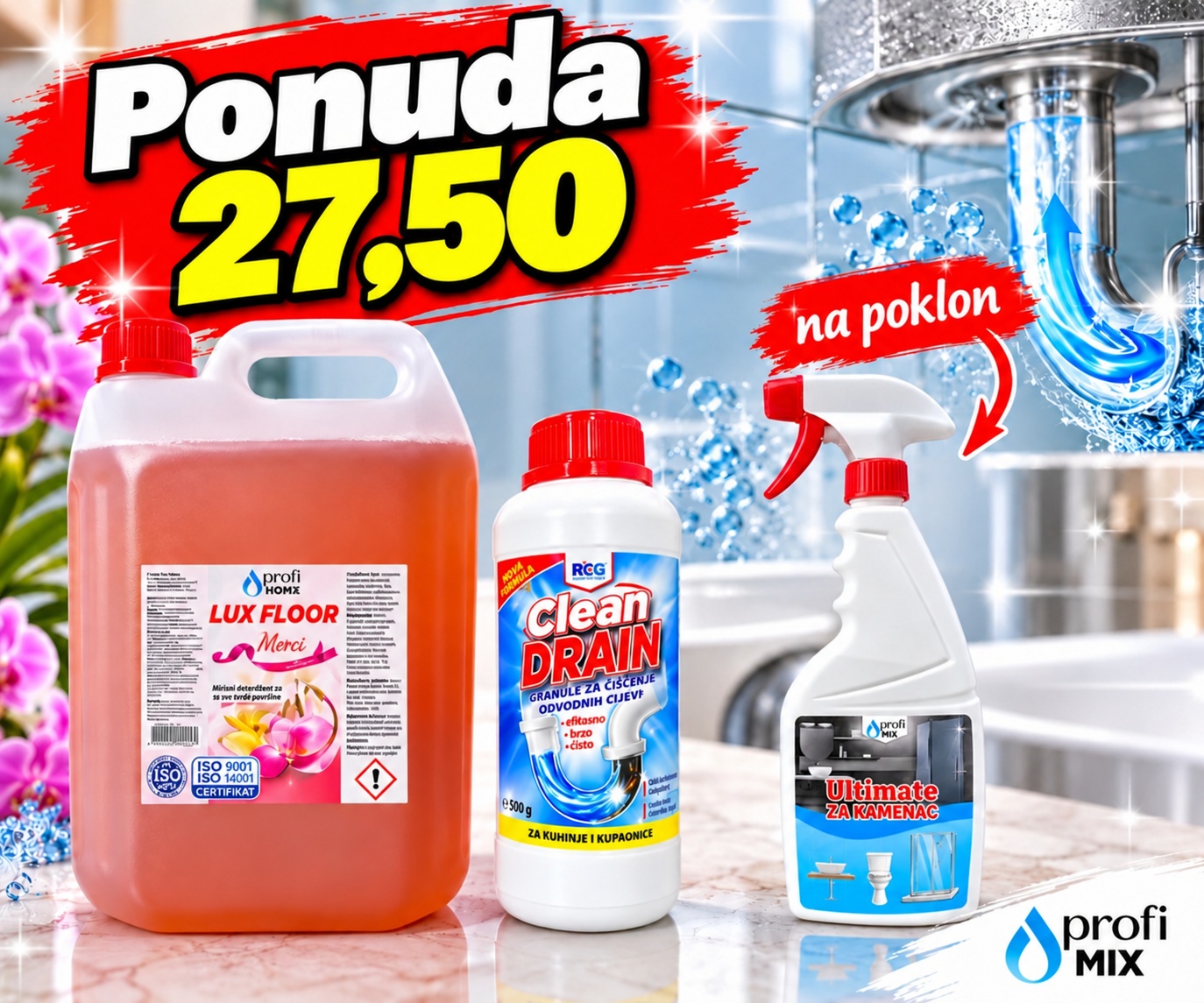 Lux floor Merci 5 L i CLEAN DRAIN 500 g uz ULTIMATE protiv kamenca 750 ml na poklon