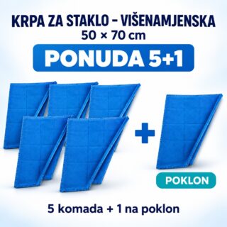 Pet višenamjenskih krpa za staklo i šesta ista krpa na poklon – ponuda 5+1
