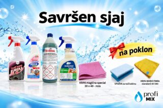 Savršen sjaj – EUREKA, DOCCIA RAPID, W8, SANI Argan i roza krpa uz spužvu i mikro fibra krpu na poklon